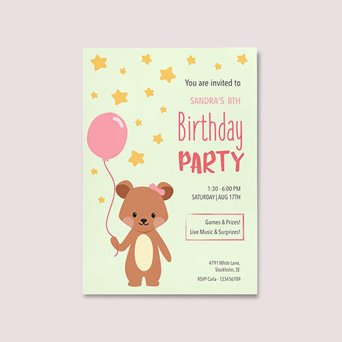 Girls Birthday Party Invitation