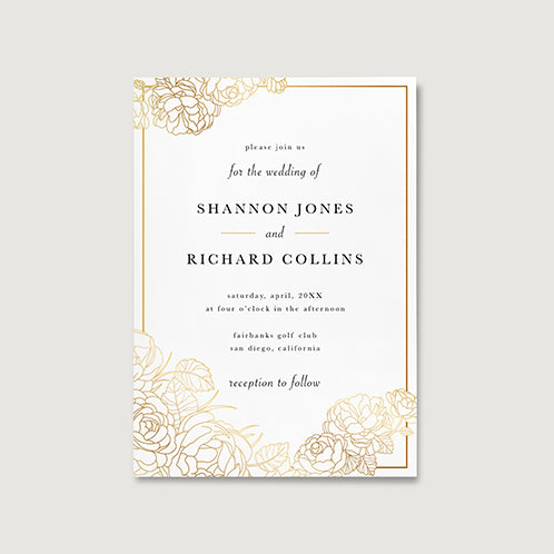 Golden Rose Wedding Invitation
