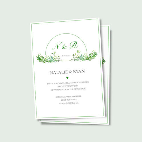 Green Twigs Wedding Invitation
