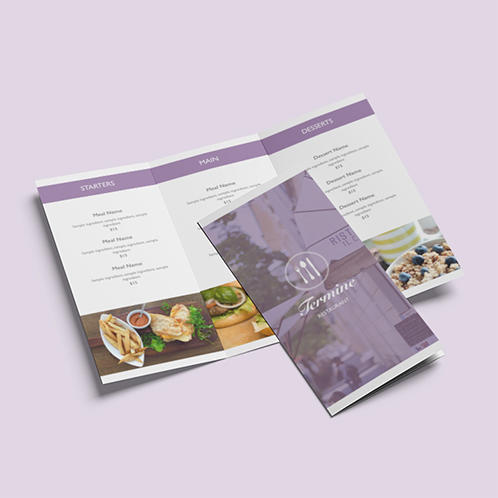 Lavender Restaurant Folding Menu