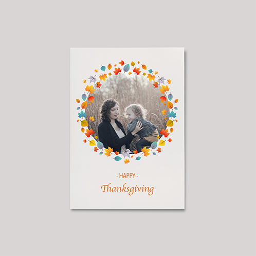 Leaves Wreath Thanksgiving Photo Card