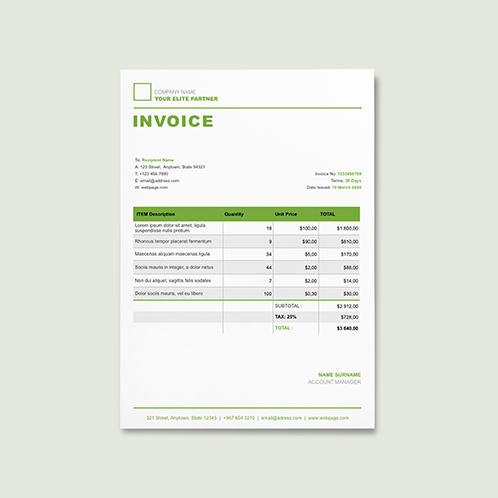 Lime Green Invoice