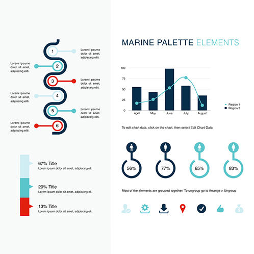 Marine Palette Elements Infographic