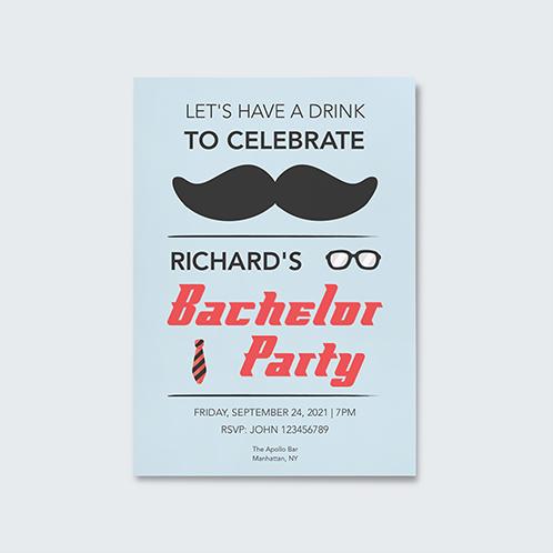 Mustache Bachelor Party Invitation