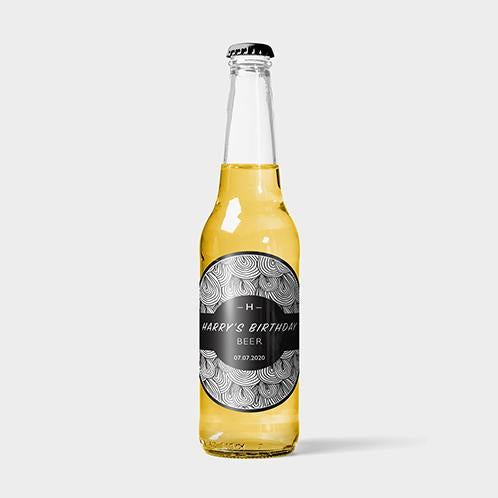 Patterned Beer Oval Label