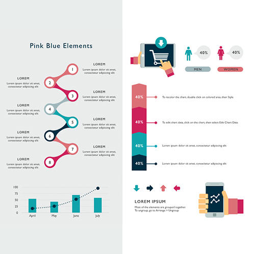 Pink Blue Elements Infographic