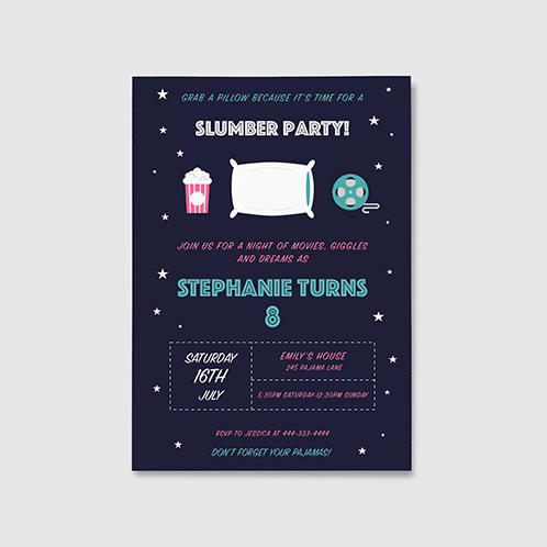 Slumber Party Girls Birthday Invitation