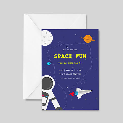 Space Fun Boys Birthday Invitation