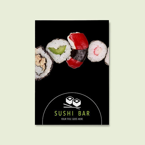 Sushi Bar Single Page With Cover Menu