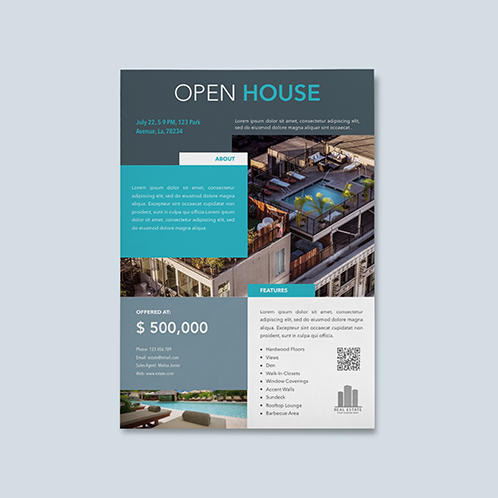 Teal Open House Flyer