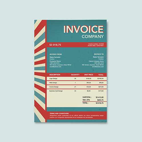 Teal Vintage Invoice