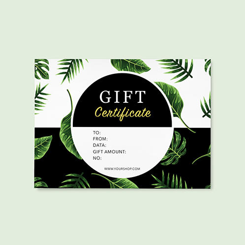 Tropical Leaves Gift Certificate