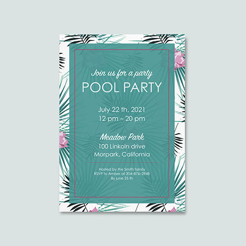 Tropical Pool Party Invitation