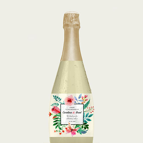 Watercolor Flowers Champagne Label